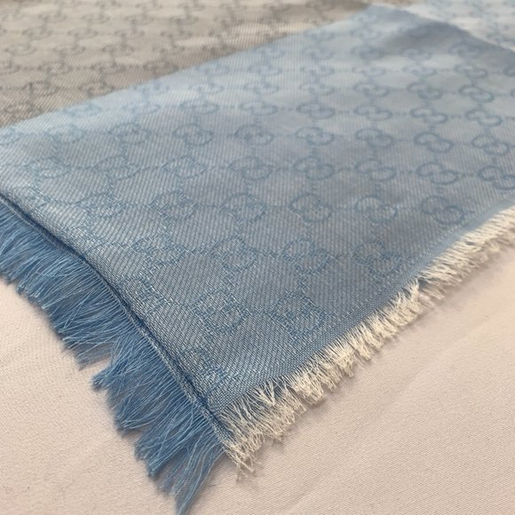 Gucci GG Lenolis Colorblock Scarf in Blue & Brown NEW WITH TAGS - Picture 10 of 12